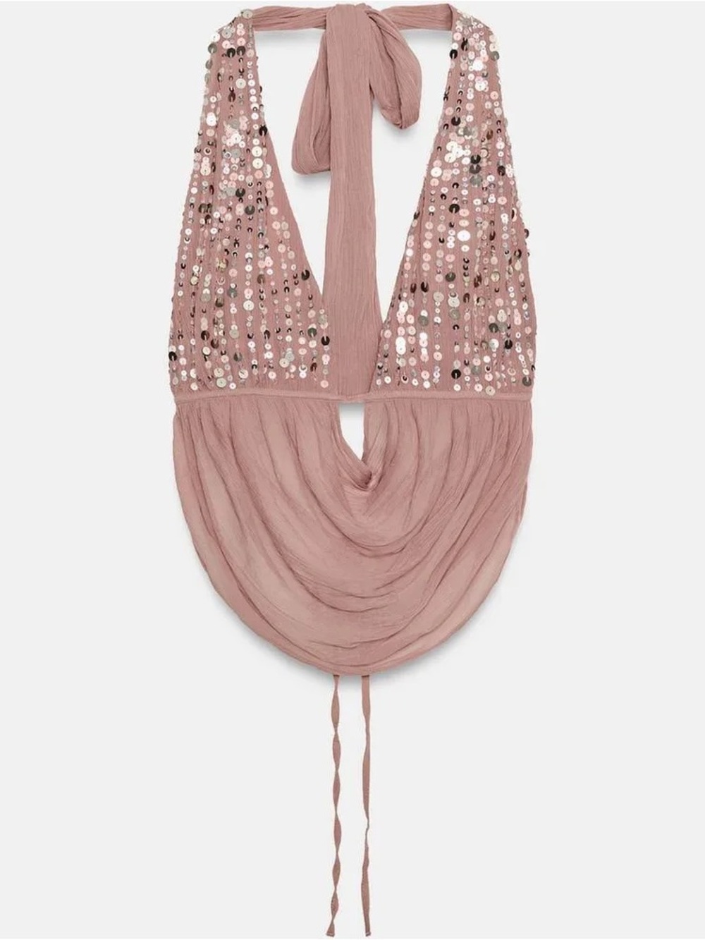 Zara Rose Pink Sequin Halter Scarf